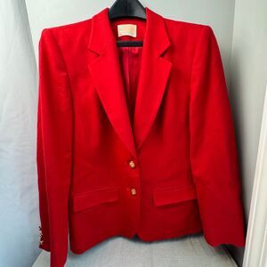 VTG Pendleton 100% Wool Red Blazer – Gold Buttons, Fully Lined, SZ 6 (Measured)